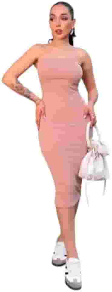 Vestido Tomara Que Caia Tubinho Midi Modelado