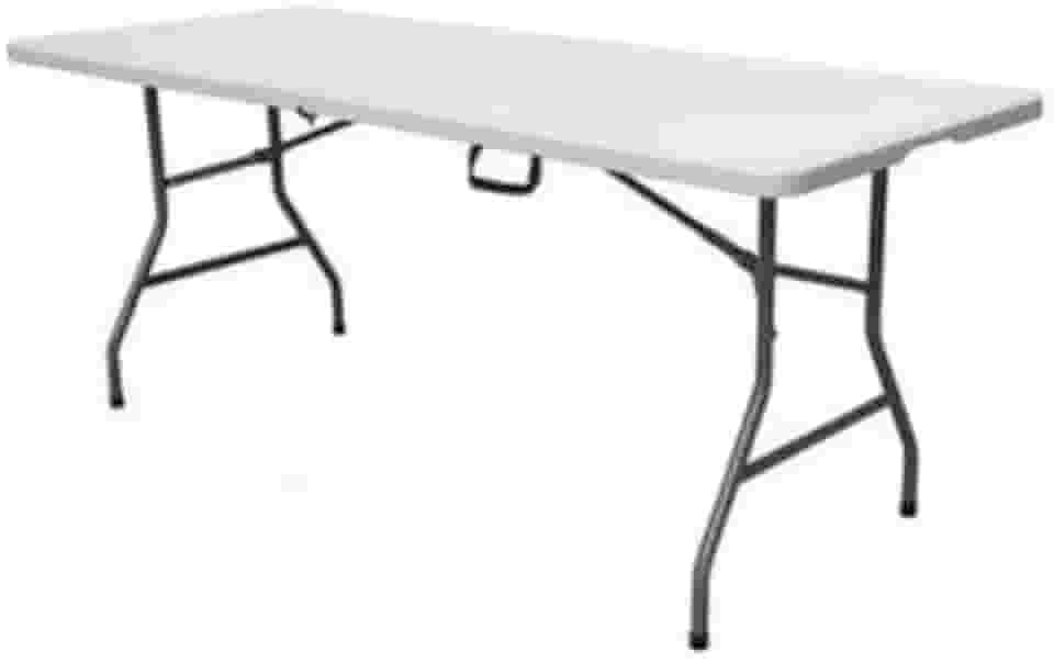 Mesa Dobrável Portátil 1.80m que Vira Maleta com Alça - Para Camping, Pesca, Jardim e Área Externa, Interna(Branca)