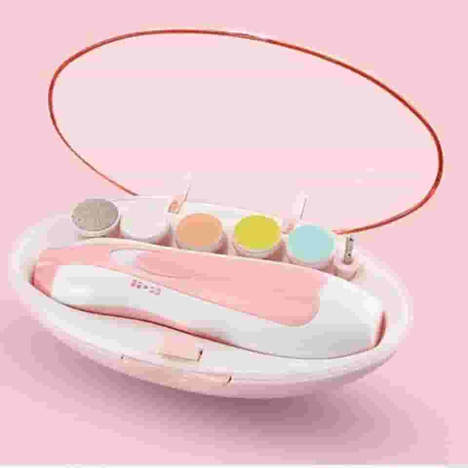 Cortador Aparador Lixa de Unha de Bebê Recém Nascido Elétrico com lixas para diversas idades até adulto (Rosa)