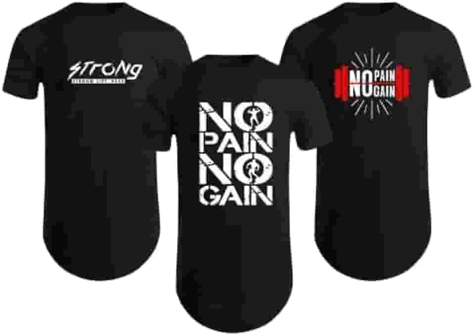 Kit 3 Camisetas Masculinas Longline Oversized Camisa Fitness 100% Algodão