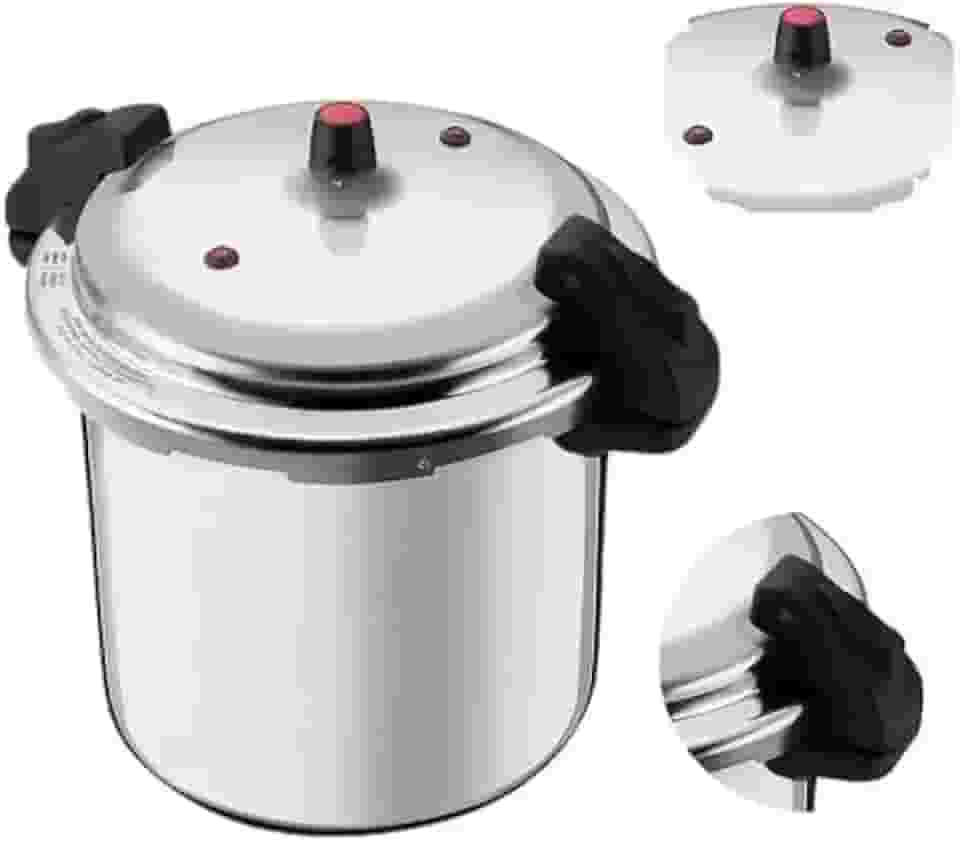 Panela De Pressão Grande 20 Litros Para Cozinha Industrial Restaurante Feijoada Com Fechamento Externo de 02 Valvula de Segurança