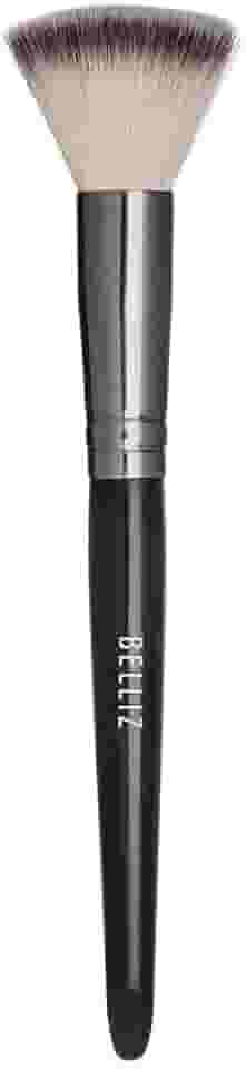 Pincel para Pó Compacto, Belliz, Preto/ Metal Prata