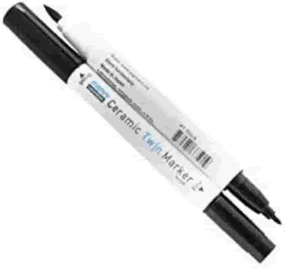 Caneta Marcador Artástico Marvy Uchida Ceramic Twin Marker Ponta Dupla no. 01 Black 335-010