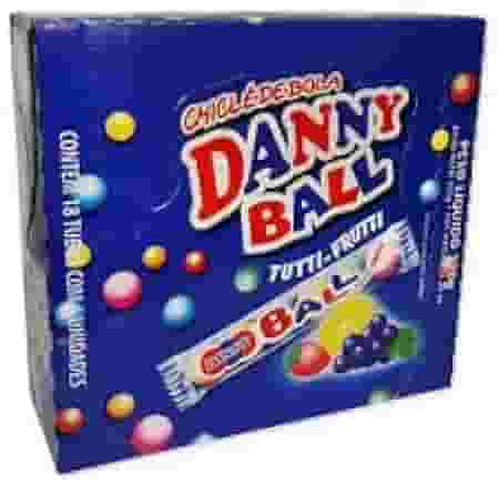Danny Ball Chicle de Bola, Display com 18 Tubos, 6 Unidades por Tubo,