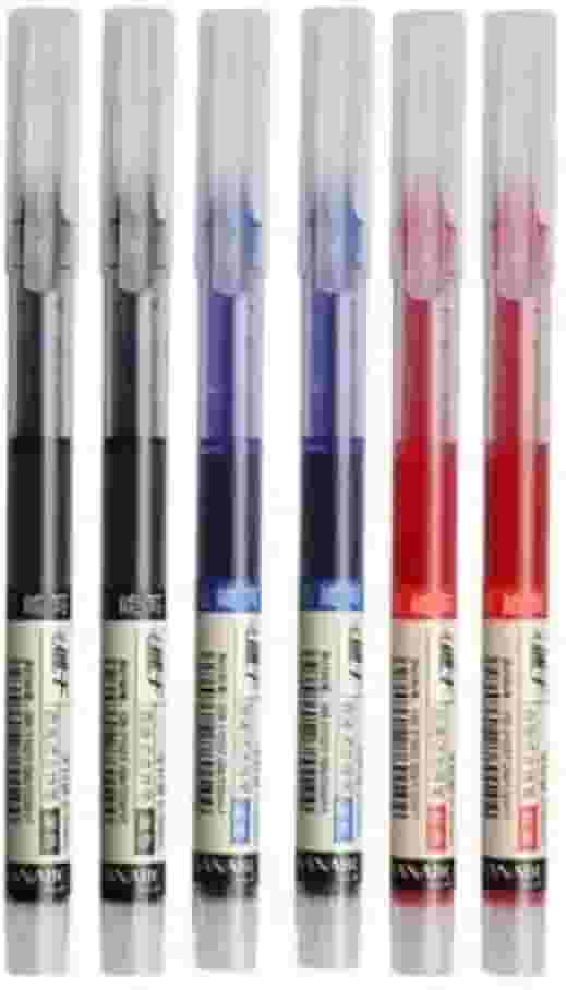 Kit com 6 Canetas Gel Líquida - 2 Pretas, 2 Azuis, 2 Vermelhas | Secagem Rápida 0.5mm | Ponta Fina para Escrita Suave | Ideal para Estudantes, Concurso e Escritório | Hub Diário