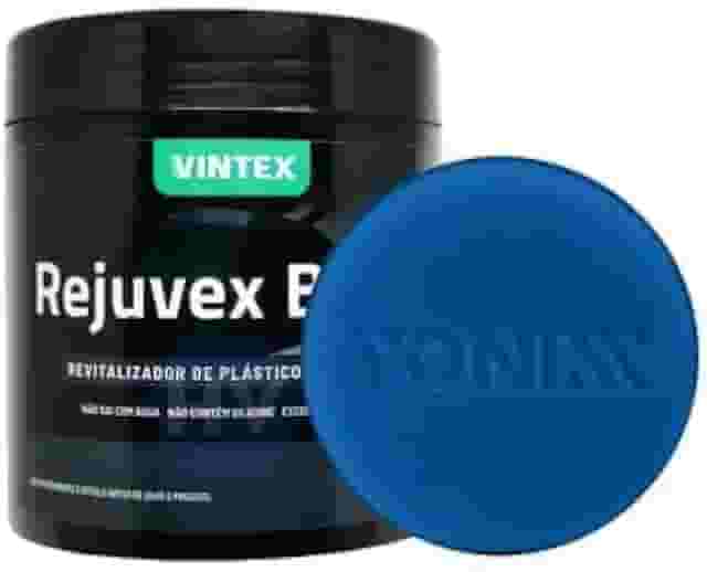 Revitalizador Rejuvex Black 400g com 2 Aplicador de Espuma Vonixx, revitaliza plásticos externos de carros, motos e caminhões.