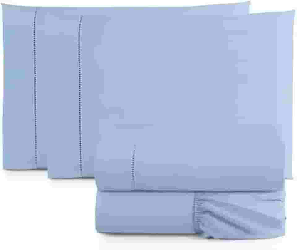 Jogo de Cama Casal Padrão Percal 400 Fios Ponto Palito 04 Peças, Antiácaro, Não faz bolinha Toque Extra Macio – Azul