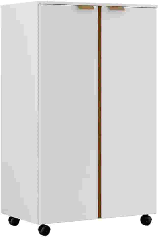 ArmáRio Para Lavanderia Com RodíZios, 2 Portas, 3 Prateleiras E FunçãO De Armazenamento(branco canela)