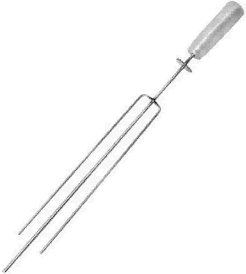 Espeto TRIDENTE Giratório Inox 65cm Cabo Revestido em Alumínio