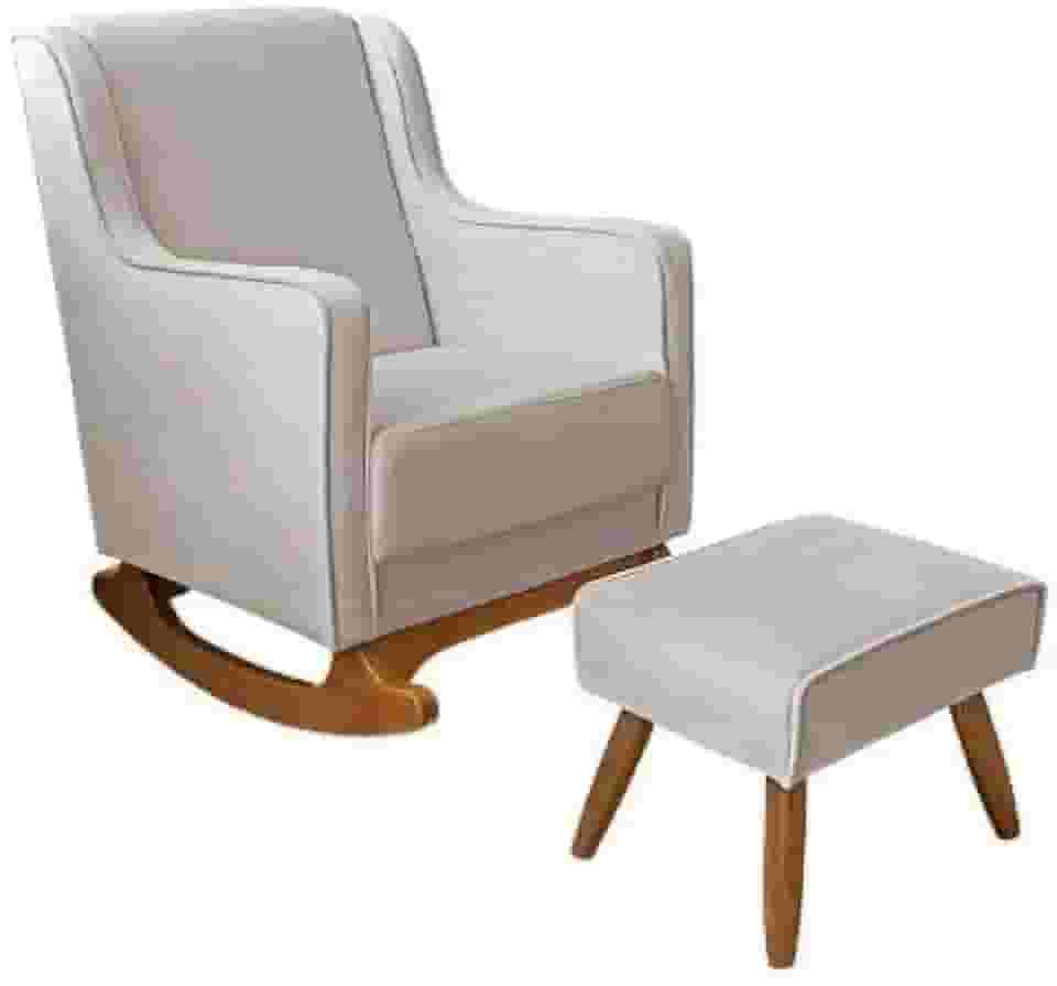 Poltrona/Cadeira de Amamentação para Mamãe Balanço com Puff -Linho Ds Home