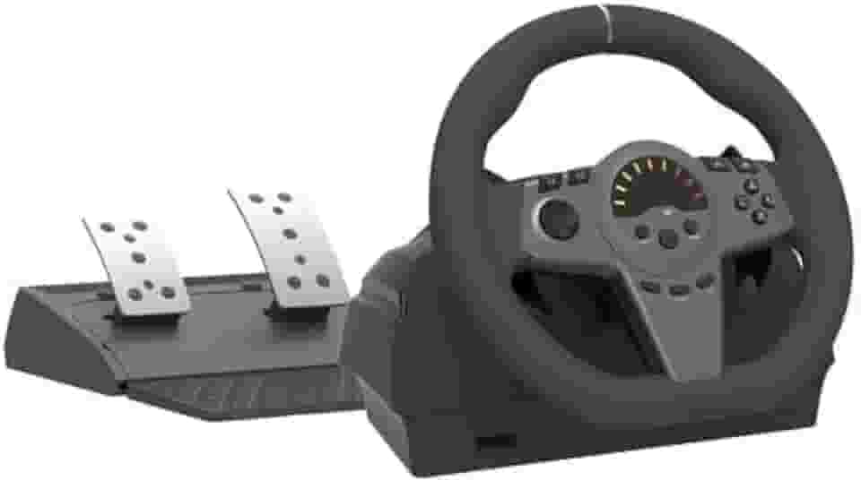 Volante Gamer MGV-A001 com Pedais para PS4/PS3/PC/Xbox One/Xbox Series X/S/Switch, 270 Graus de Rotação, Base Antiderrapante, 9 LEDs