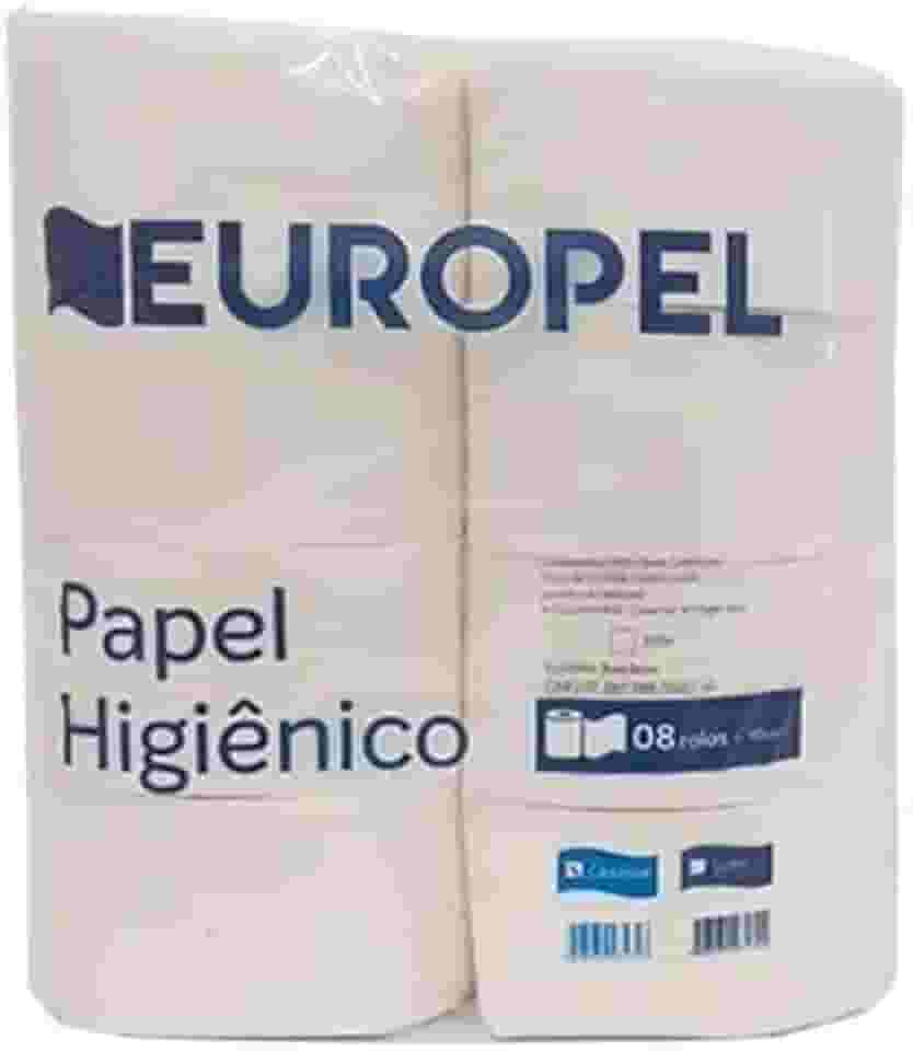Rolão Papel Higiênico Institucional, 300 M, 100% Celulose, Branco, Europapel, 8 Unidades