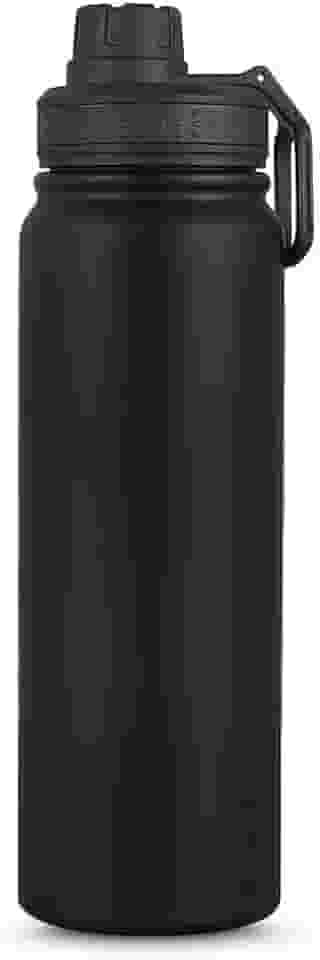 Garrafa Térmica para Academia, Aço Inox, Preta, 800ml, com Alça de Transporte