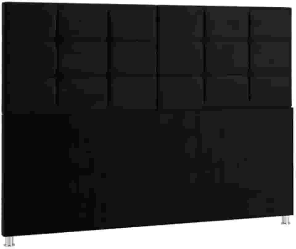 Cabeceira Estofada Com Pé De Cama Box Casal E Queen Modelo(Preto,QUEEN 1.60)