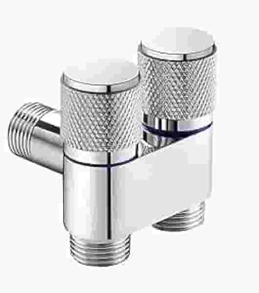 Válvula Dupla de Registro para Torneira e Banheiro - Controle Independente, Inox Premium, Alto Padrão, Instalação Fácil, Ideal para Cozinha, Banheiro e Lavanderia (PRATA)