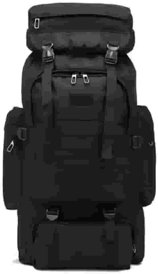 Mochila 80 litros Preta Cargueira Camping Impermeável Travessia Trilha Impermeável Grande, Sistema Molle de Tiras Ajustáveis, Para Ar Livre, Acampar, Caminhada E Viajar, acolchoado