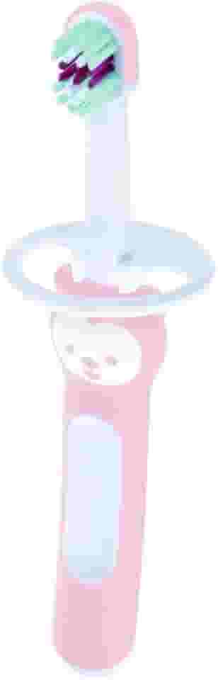 MAM Baby 1 Escova de Dentes Baby's Brush com Trava de Segurança para Crianças de 6+ Meses Com Cabo Ergonômico e Fácil de Segurar, Rosa