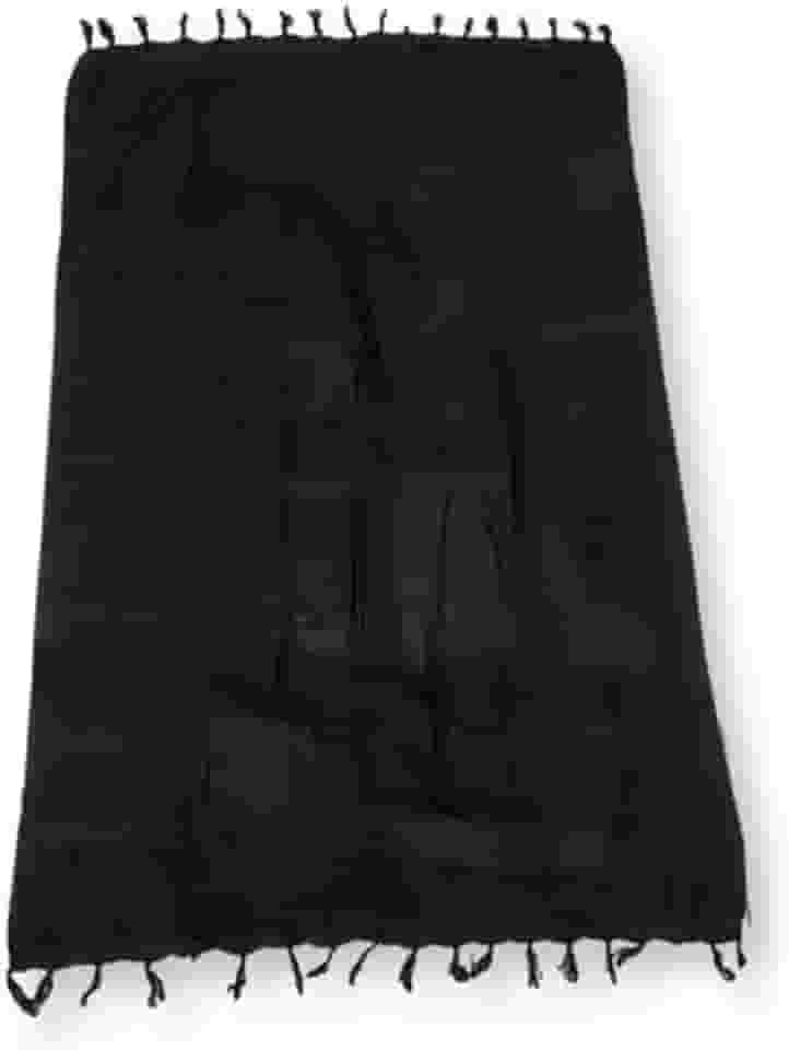 Canga Praia Tradicional, Preta com Franjas, Tecido 100% Viscose Leve para Uso na Praia e Piscina