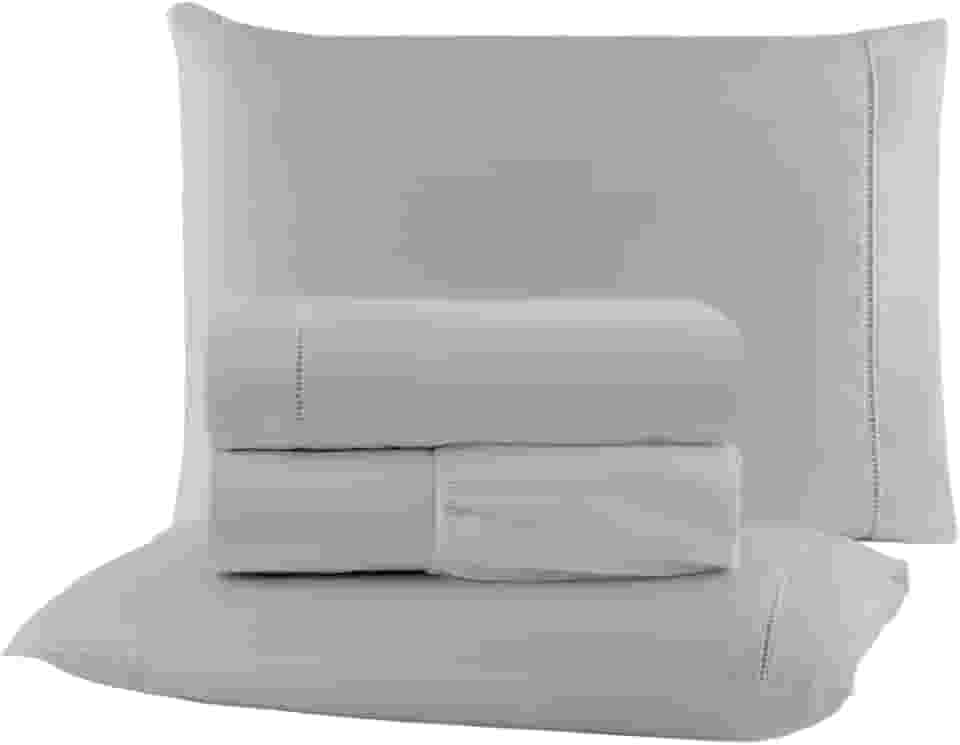 Jogo de Cama Casal King Size Percal 400 Fios Ponto Palito 04 Peças, Antiácaro, Não faz bolinha Toque Extra Macio (Cinza)