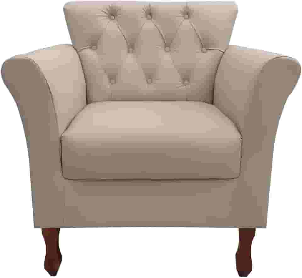 Poltrona Decorativa Moderna Para Sala Quarto e Escritório Viena cor:Corino Bege