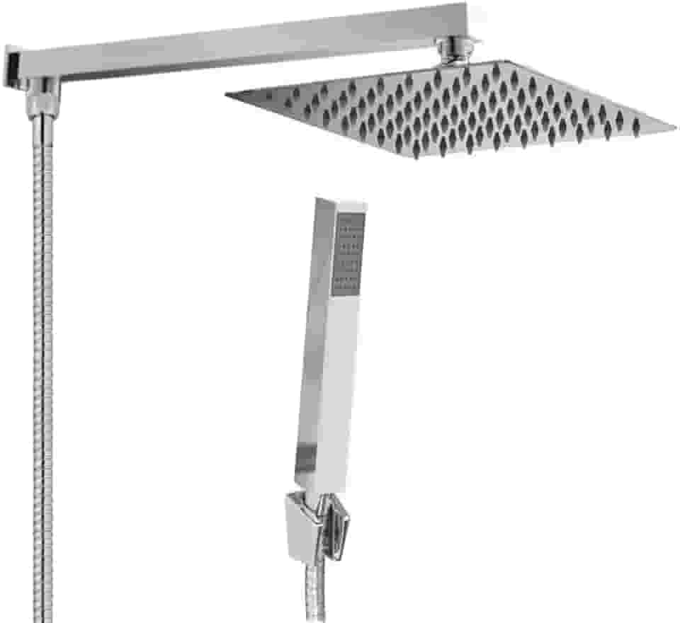 Chuveiro Ducha Com Desviador Cromado Quadrado 20x20 A Gás Solar Chuveirinho Chrome