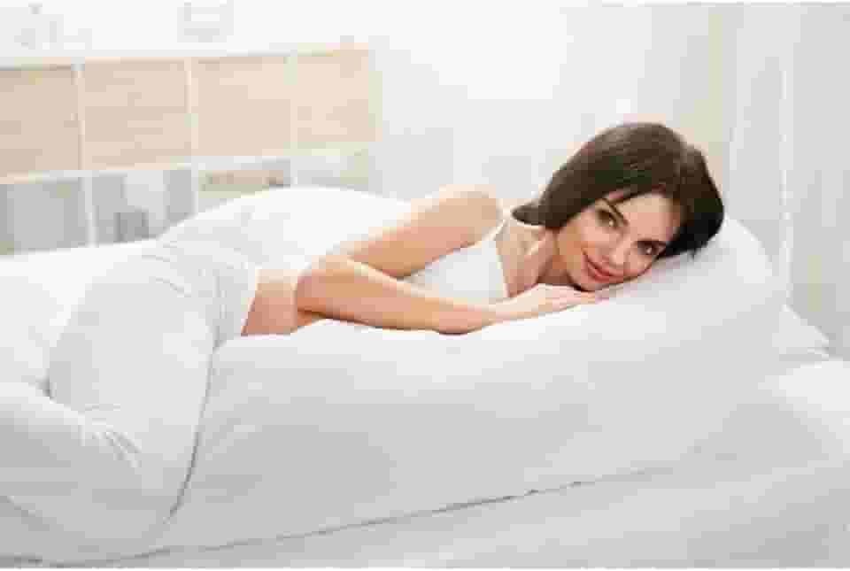 Travesseiro de Corpo King Xuxão Chuchão Abraço Toque de Pluma Pena 150x50cm Inodoro, Antialérgico Branco