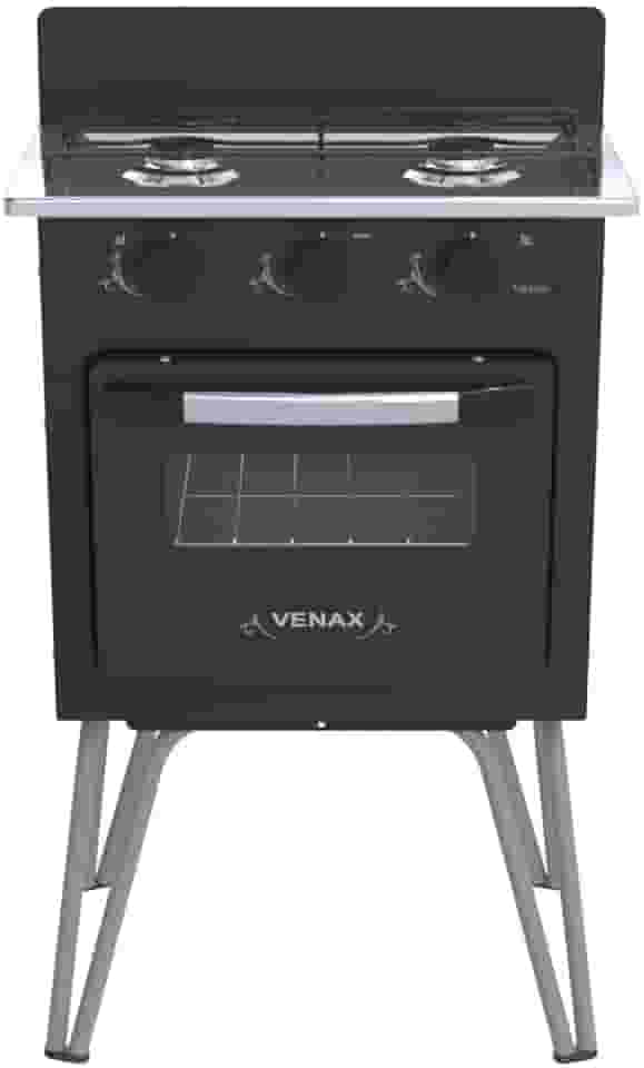 Fogao 2 Bocas Venax Gemini Vetro Preto Fosco Gas Glp