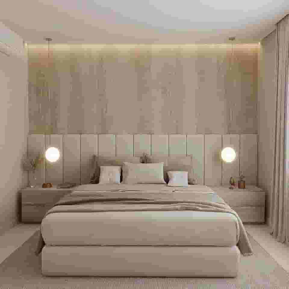 Cabeceiras Estofada Modular Cama Casal King e Super King Painel 2,00mX60cm Módulos Adesivos (Bege)