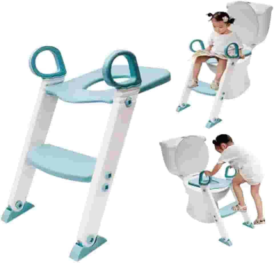 Assento Redutor Infantil Vaso Sanitário Privada Com Escada Trono Troninho (Azul)