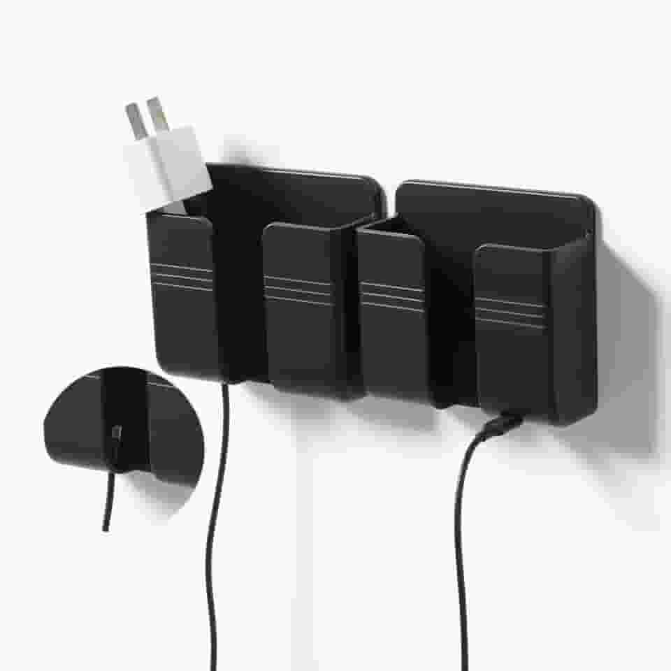 Kit (PRETO) com 2 Suportes de Parede para Celular e Controle Remoto, Kit com 2 Peças, Organizador Resistente para Acessórios, Suporte de Celular (PRETO)