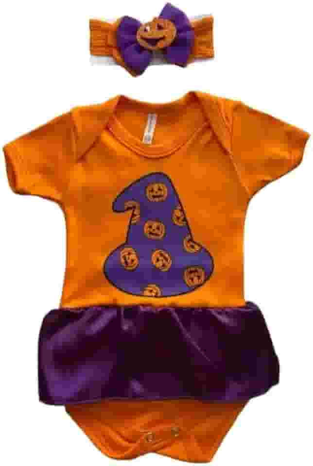 Body Bebê + Lacinho Halloween Menina Temático Infantil Mesversário Fantasia