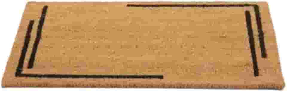 Tapete Capacho Fibra de Coco para Entrada, 60 x 33 cm, Bege com Bordas Decorativas