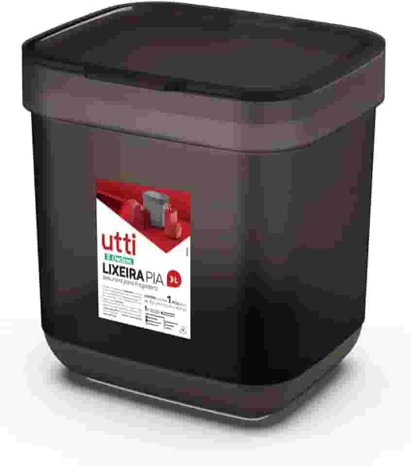 Ordene - Lixeira para Pia de 3 Litros, Cor Fumê, Linha Utti