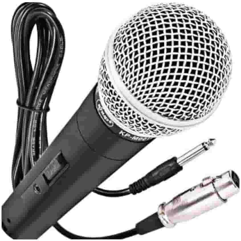 Microfone Dinâmico Profissional Com Fio De 5 Metros 5V Relação 6,5mm P10 Liga De Neodímio Cardióide Unidirecional Cor Preto Para Karaokê Streaming Transmissão LINHA PREMIUM