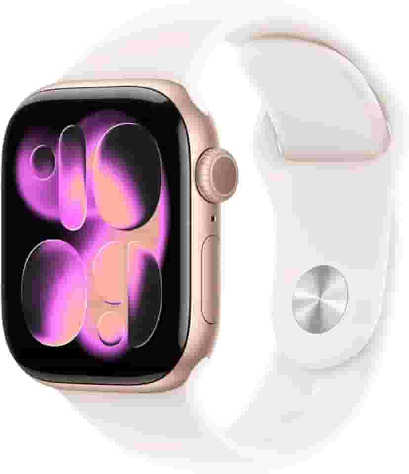 Apple Watch Series 11 GPS, Caixa em alumínio rosa‑dourado de 42 mm com Bracelete desportiva rosa leve - M/G