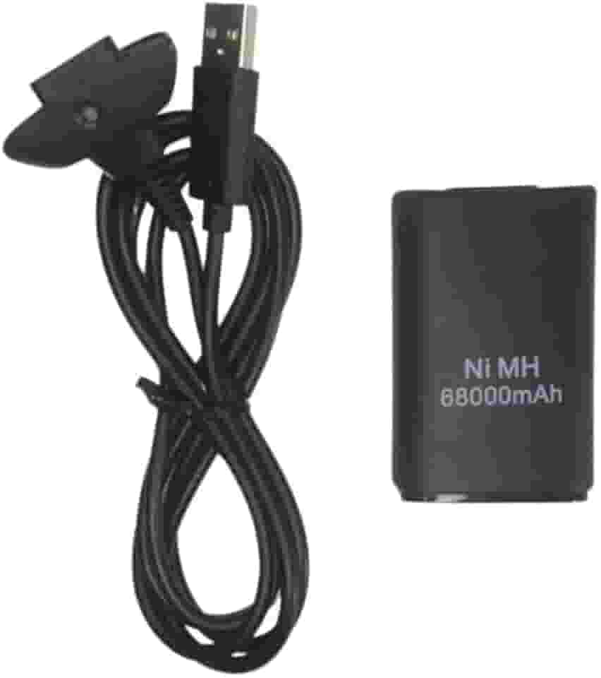 Bateria Para Controle Xbox 360 Com Cabo E Carregador Preto