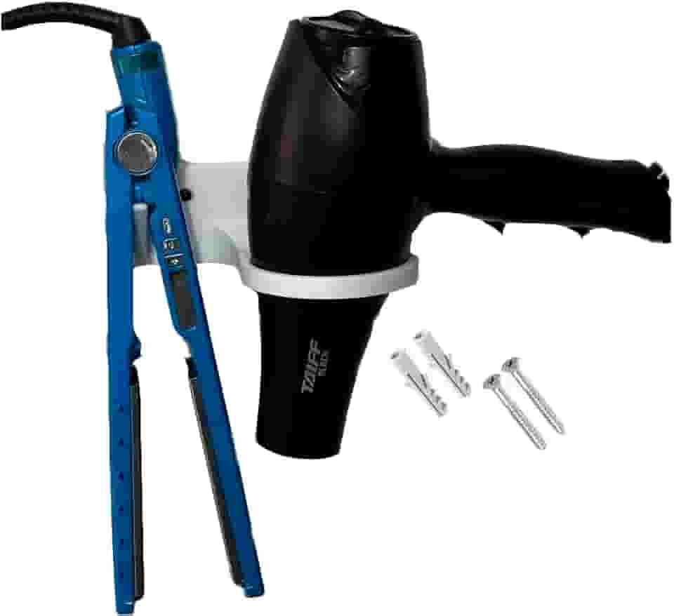 Suporte de Parede em ABS para Secador e Chapinha – Reforçado, Durável e Fácil Instalação (Branco)