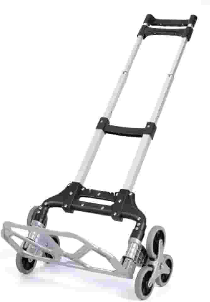 Carrinho de Carga Dobrável com 3 Rodas, Capacidade 75kg, Estrutura em Alumínio, Preto