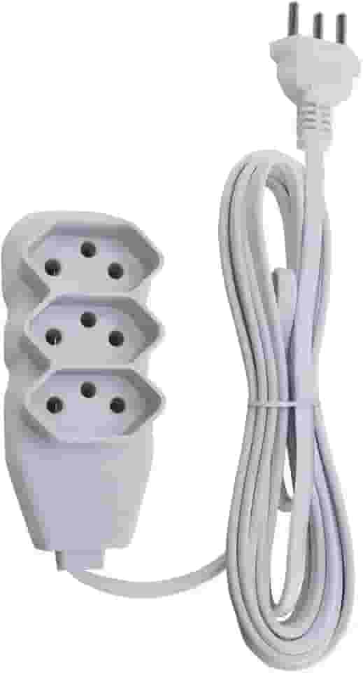 Force Line - Extensão Slim 3 Tomadas Tripolar Bivolt 3 Metros Branco