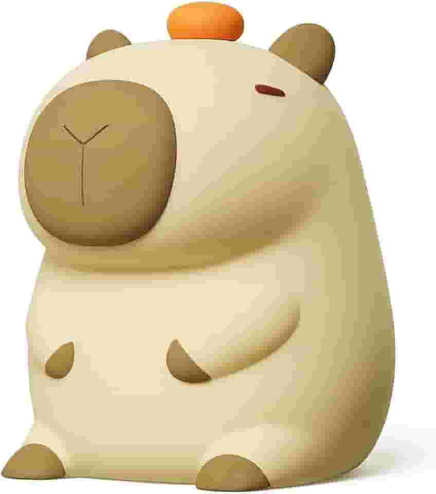 Luminária LED Capivara de Silicone Recarregável USB‑C RGB ao Toque, Luz Noturna Decorativa Infantil, Abajur Fofo