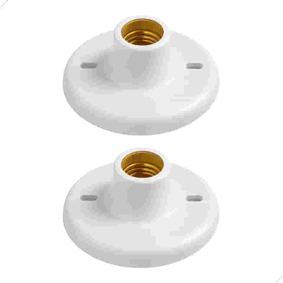 Plafon de Teto PVC com Soquete Porcelana E27 tipo Plafonier Branco para Lâmpada Bivolt (2)