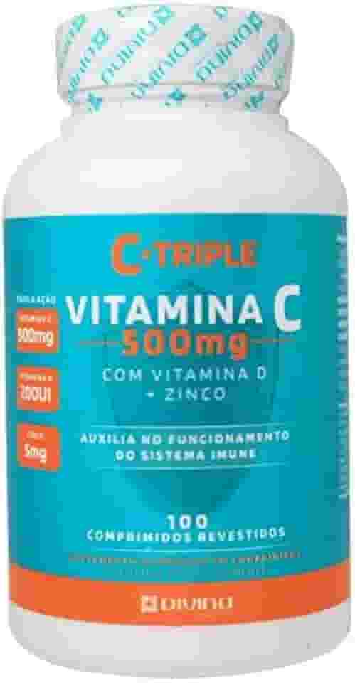 Vitamina C 500 mg + Vitamina D 200 ui + Zinco 5 mg 100 Comprimidos - C-Triple - Imunidade e Antioxidante