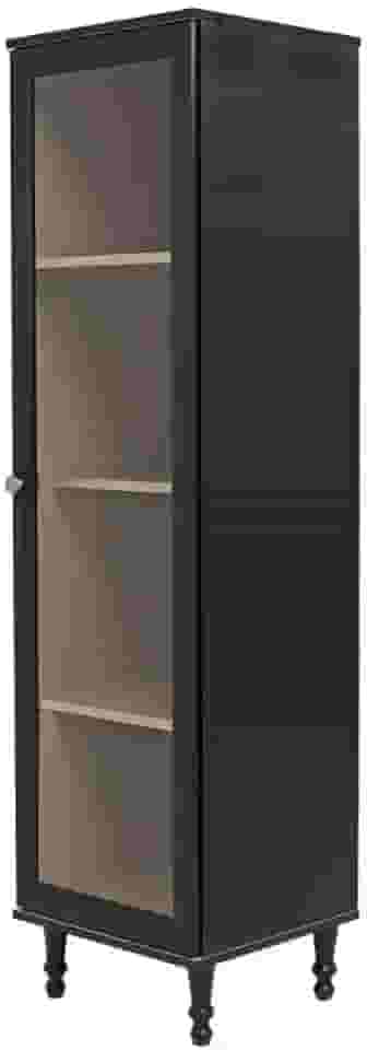 Cristaleira Estante Para Livros Ditália 1 Porta Vidro E-963 Cor:preto