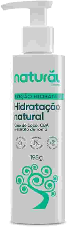 ORGÂNICO NATURAL Loção Hidratante Natural com Óleo de Coco, CBA e Extrato de Romã - Hidratação Profunda e Intensa - Todos os Tipos de Pele - Vegano - 195g