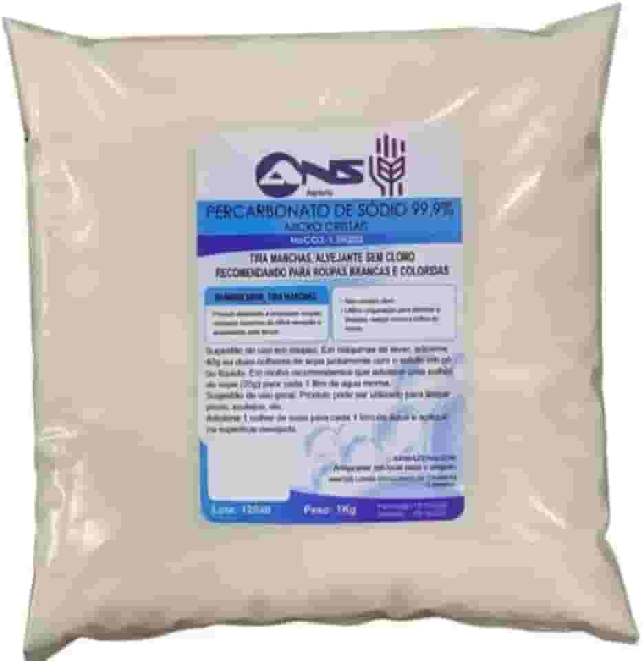 Percarbonato de Sódio Puro 1kg – Branqueador Natural, Tira Manchas, Desinfetante Ecológico, Multiuso para Roupas e Limpeza Doméstica