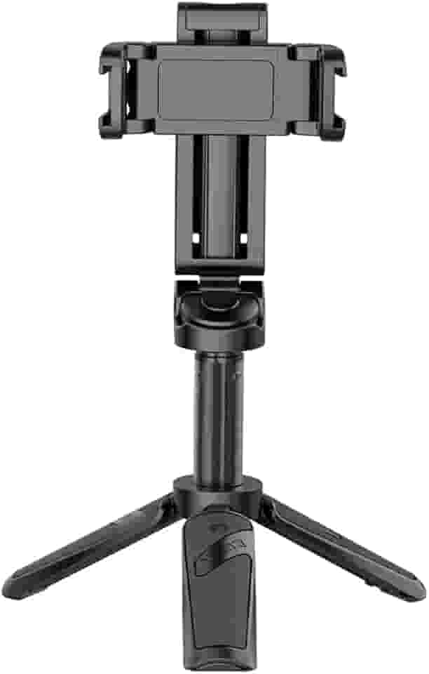 Mini Tripé Extensível com Suporte Smartphone Integrado Preto, Ideal para Vlogs e Transmissões Ao Vivo