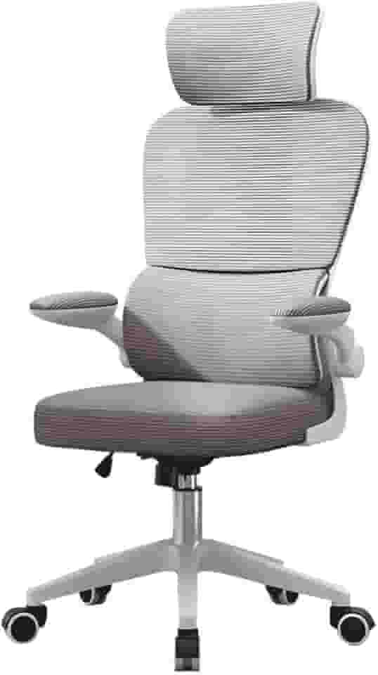 Cadeira de Escritório Design Ergonômico com Suporte Lombar Independente, Malha Respirável e Encosto de Cabeça Ajustável Genebra G500 Cinza LuvinCo