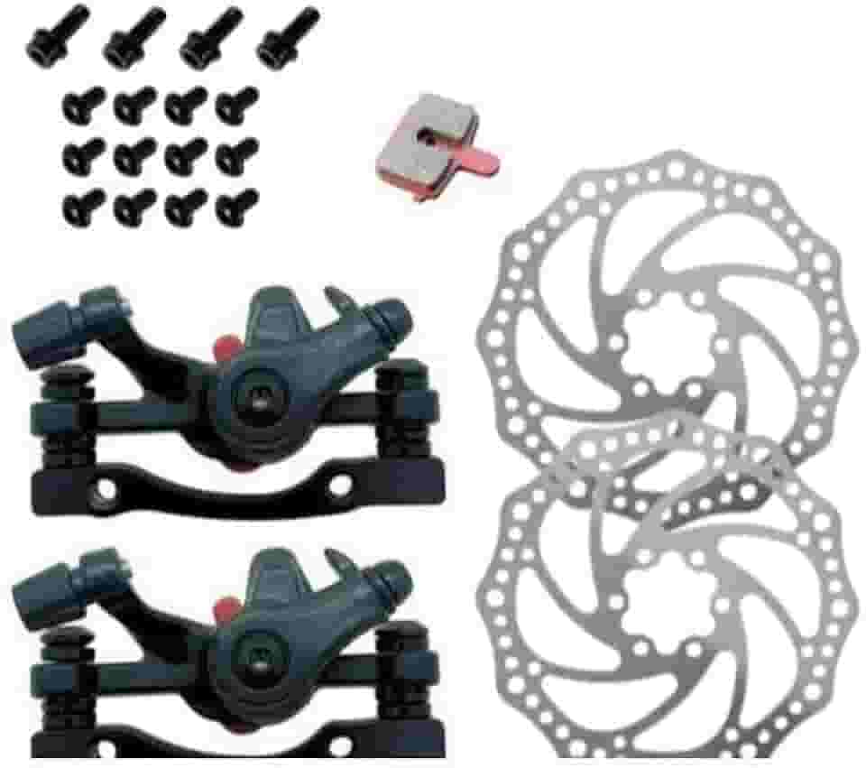 Par Freio A Disco Mecânico Preto Com disco e Rotor para bike bicicleta