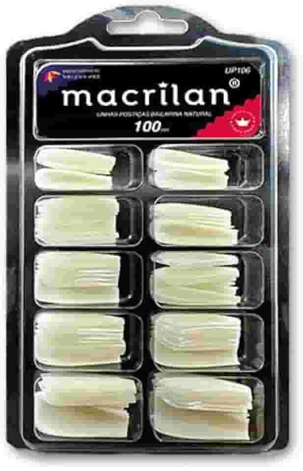 Unha Postiça Bailarina Natural Macrilan - Kit 100 Tips Profissional, Formato Perfeito, Durabilidade e Ajuste Fácil UP106