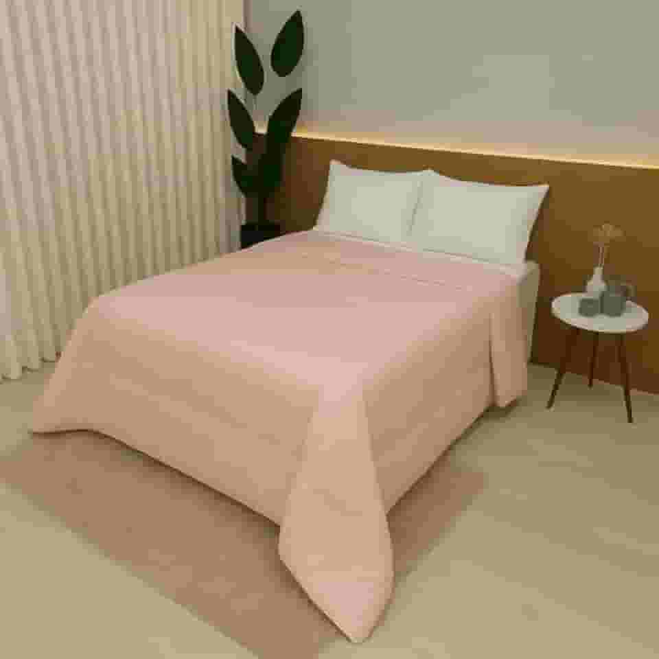 Edredom Casal e King 100% Algodão 400 Fios Dupla Face Grosso para Inverno – Antialérgico e Aconchegante (Rose,Casal/Queen)